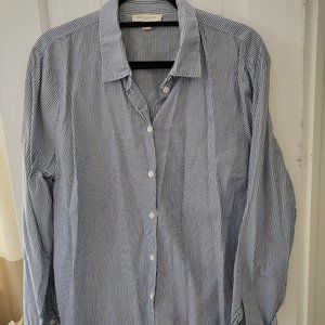 Women's Blue Striped Button Down with tie back